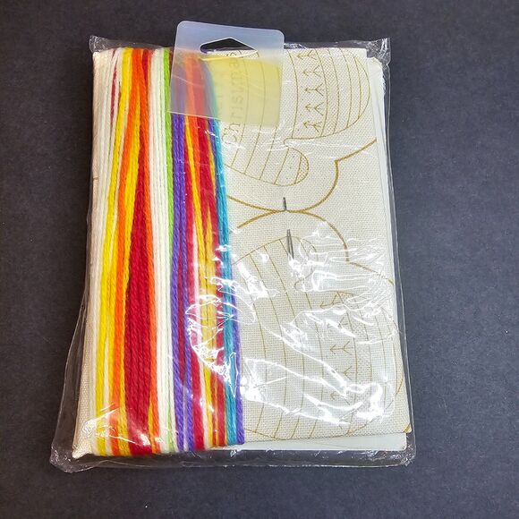 NOS Jiffy Stitchery Rainbow Mittens Ornament Sunset Designs Crewel Embroidery - Picture 2 of 2